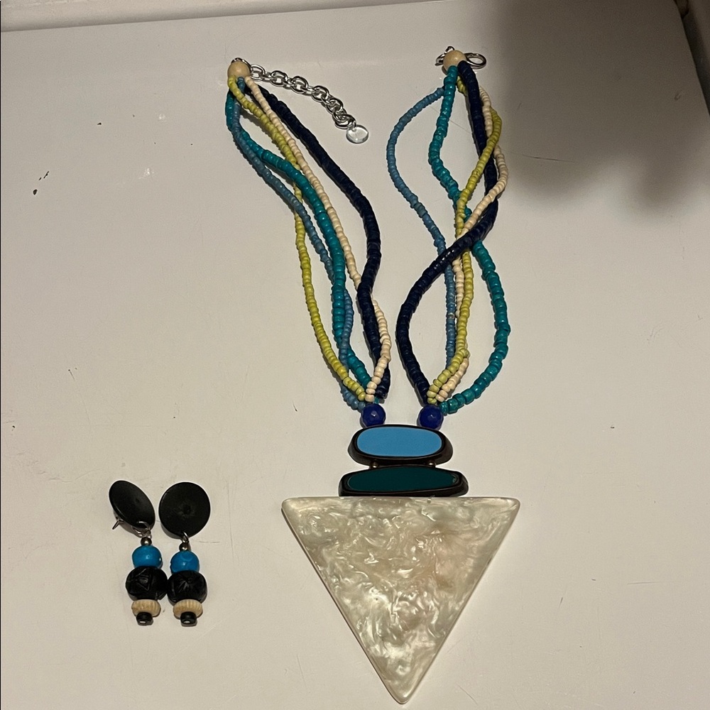 Multicolor Beaded Necklace and Earring Set